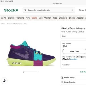 LeBron Witness 8 Field Purple Dusty Cactus size 11.5M NWOT